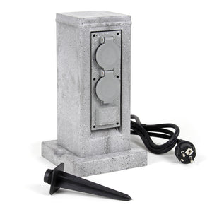 Colonna multipresa effetto granito con 4 prese per esterno IP44 con picchetto