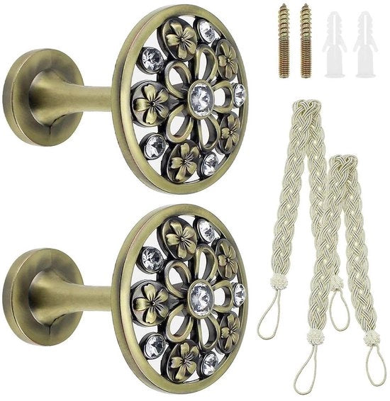 Sostegni per tende in acciaio inox - 2 pezzi - Fissaggio a muro - Accessori per tende - Tendine - Tendine retrò - Resistente allo shock - Accessori per tende con chiodo