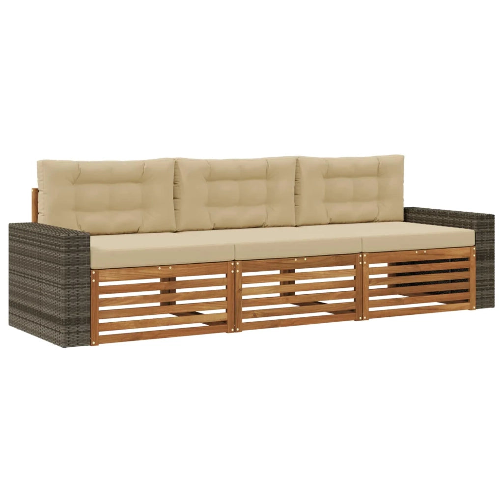 Set di divani da esterno 3 pcs Naturale e Beige Poliestere 3382981