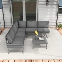 Set da Giardino ad Angolo e Convertibile, 4 Pezzi con 2 Divani, 1 Poltrona d'Angolo e 1 Tavolino, Grigio