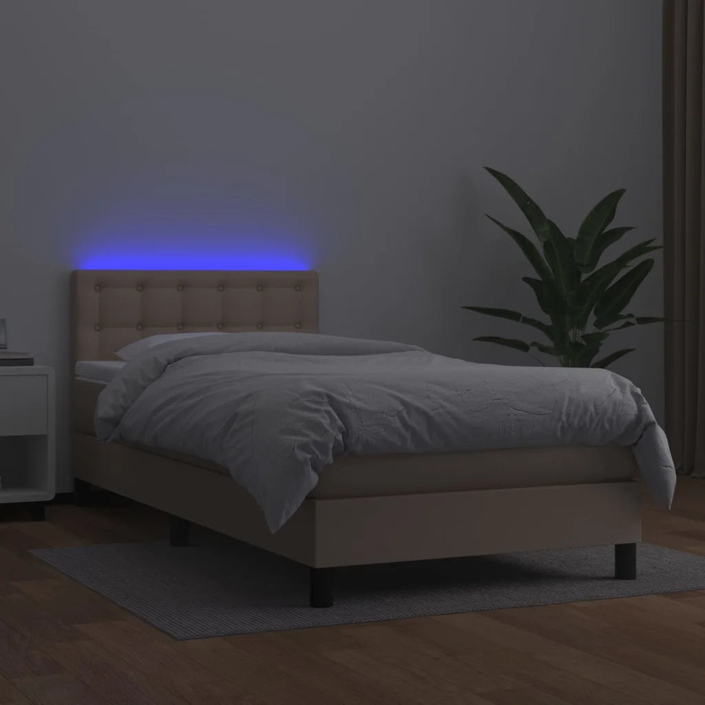 Giroletto Molle Materasso e LED Cappuccino 90x190 cm Similpelle cod mxl 62832