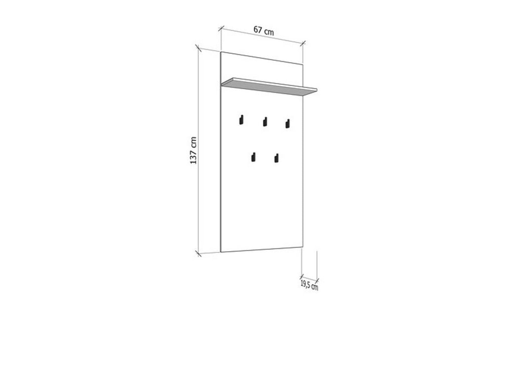 Rovella, Appendiabiti set Fissaggio a Muro Incluso, 137h cm Marrone Rovere