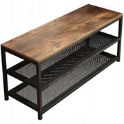 Scarpiera con seduta e ampio ripiano, stile loft industriale, effetto legno retrò