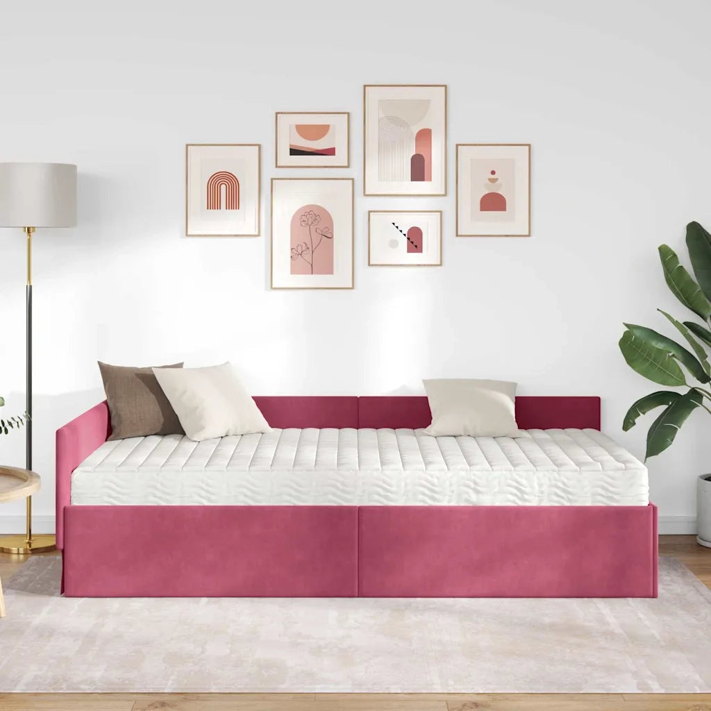 Struttura Letto Angolare con Materasso 2 pcs Verde Velluto 3393648