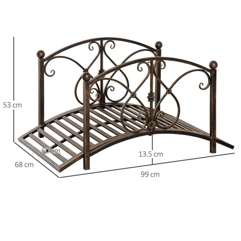 PONTICELLO DA GIARDINO CON ELEMENTI FLOREALI IN METALLO 99 X 68 X 53CM NERO