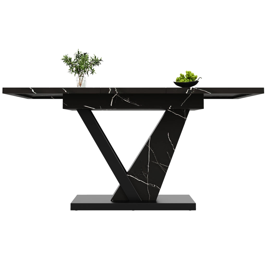 Tavolo da Pranzo Allungabile per 4-6 Persone con Piano Estensibile; in MDF e Metallo; 120-160 x 75 x 75.5 cm; Nero