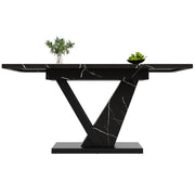 Tavolo da Pranzo Allungabile per 4-6 Persone con Piano Estensibile; in MDF e Metallo; 120-160 x 75 x 75.5 cm; Nero