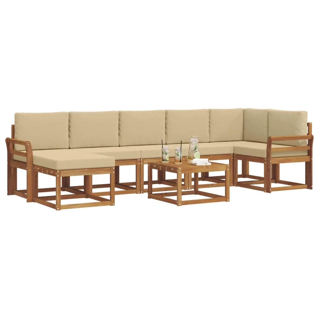 Set di divani da esterno con cuscino 8 pcs Naturale e Beige