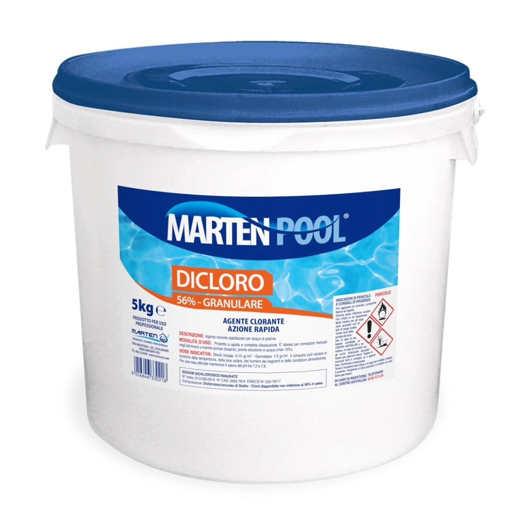 Dicloro Cloro Granulare 56% Rapido per Piscina - 5 kg, Dicloro Stabilizzato