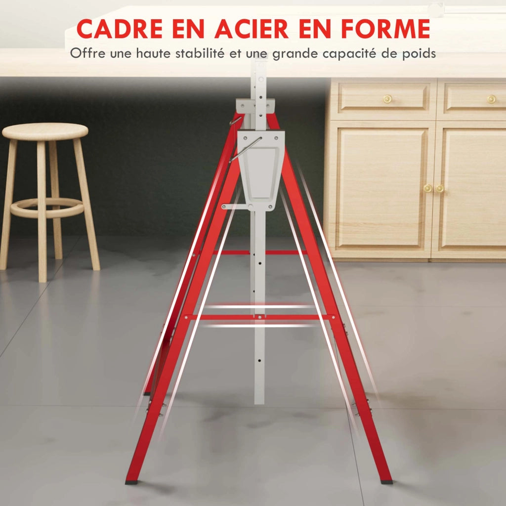 Tavolo Pieghevole ¨C Zephmum ¨C Regolabile 80-130 cm Rosso