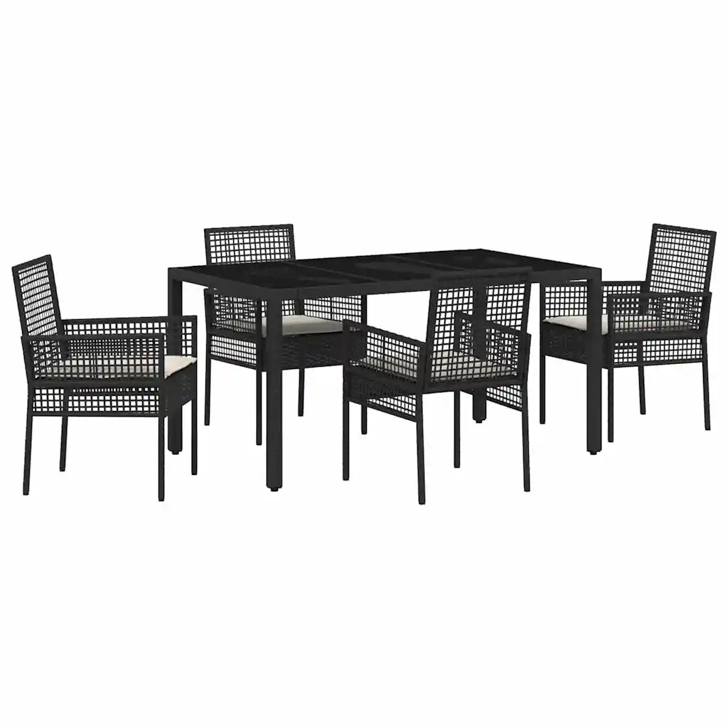 Set da Pranzo per Giardino 5 pcs Nero polyrattan 3334857