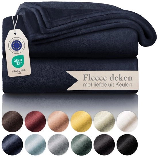 Felpa da letto - Tela di microfibra morbida - Ideale per l'interno e l'esterno - Blu profondo - Coperta da divano e da letto - Comoda e stile - 150 x