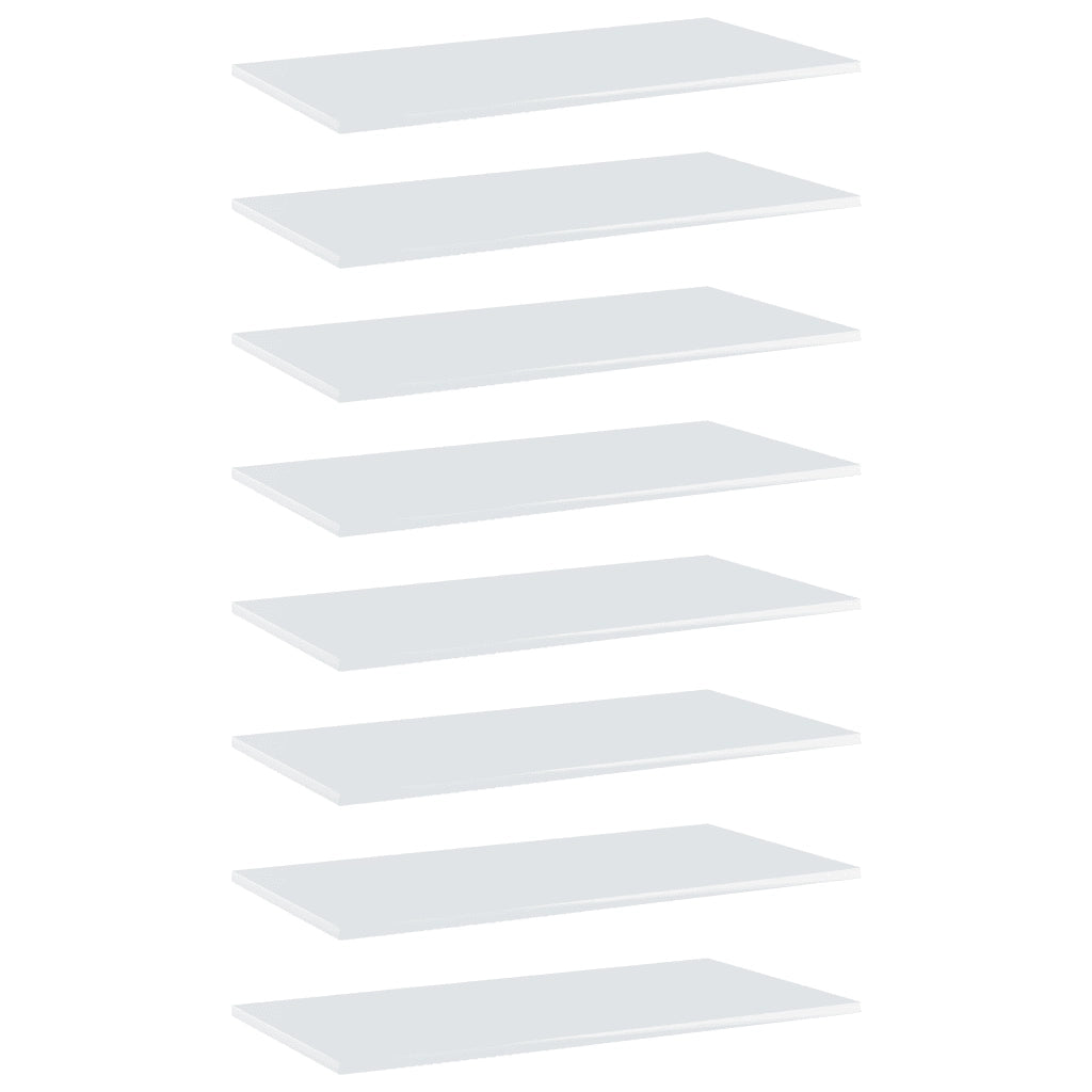 Ripiani per Libreria 8pz Bianco Lucido 80x40x1,5cm Multistrato 805341
