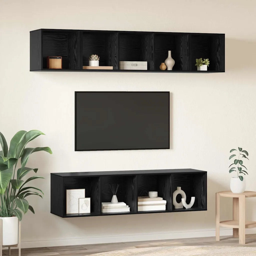 Set mobile TV 4 pcs Rovere Nero Legno multistrato 3393421