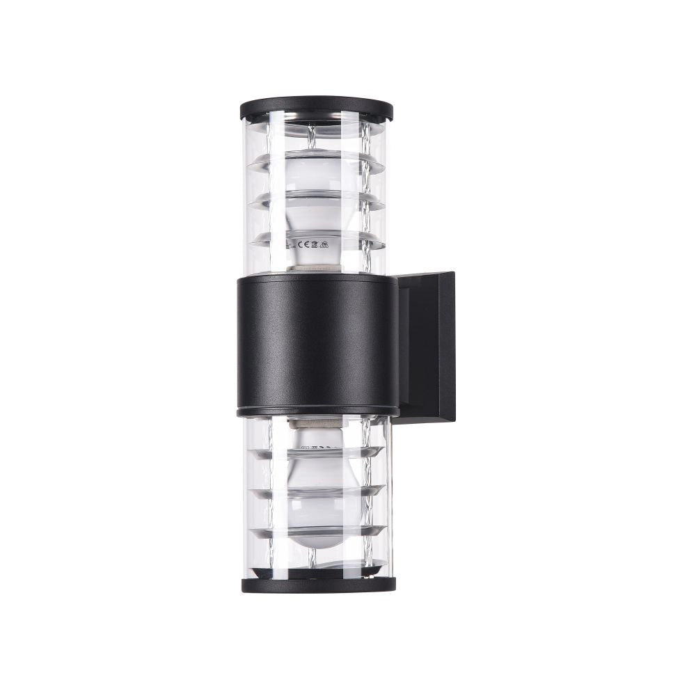 Maytoni Lampada da parete moderna Bronx 2 luci E27 IP54 nero alluminio