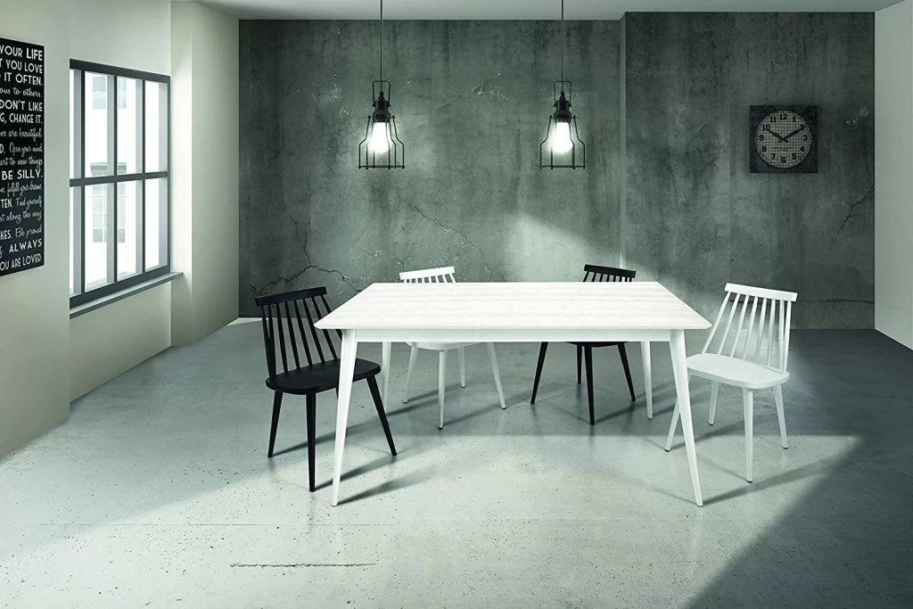Tavolo allungabile in abete spazzolato laccato bianco 140x85 (819) - Mobili 2G