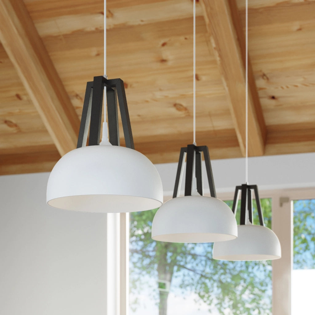 Lampada a sospensione Kupola bianca/legno nero Pure Lume