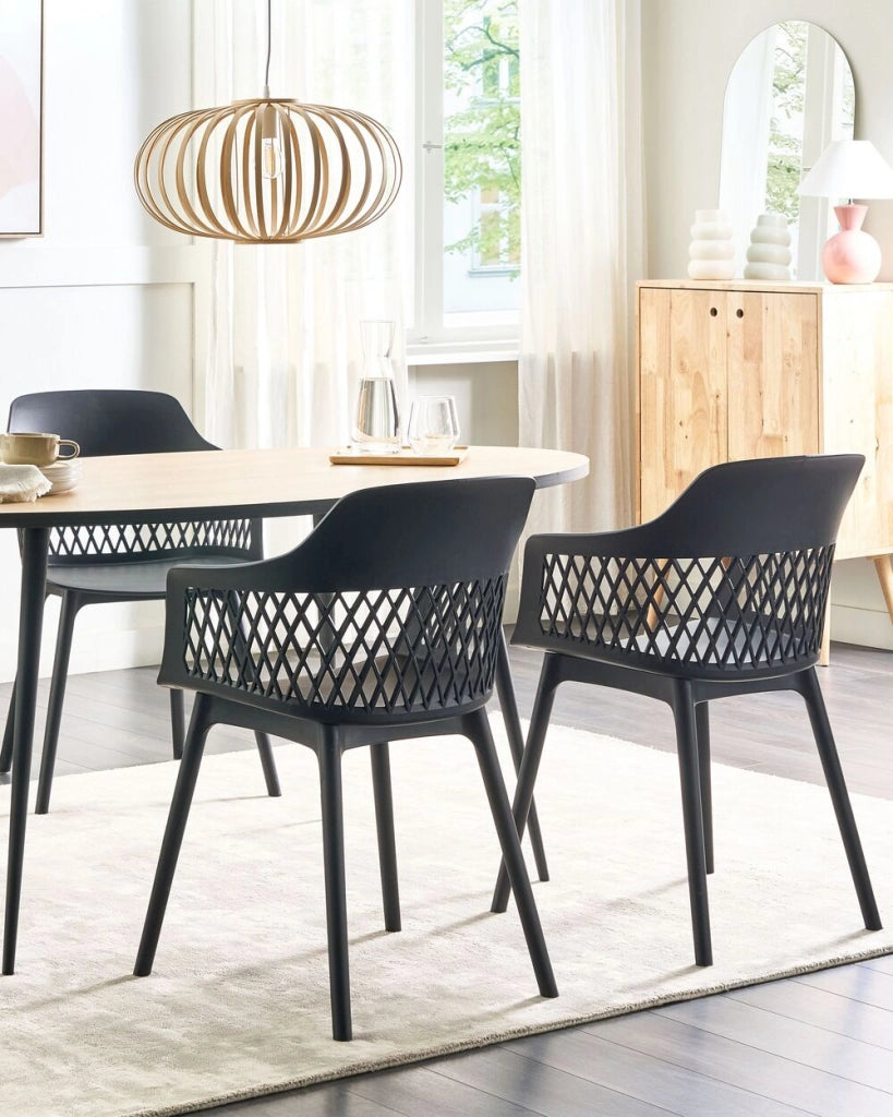 Set di 2 sedie da pranzo in materiale sintetico nero stile moderno soggiorno cucina