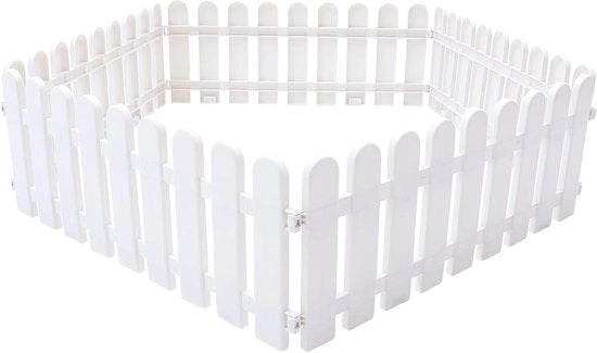 Set di 5 pezzi di bordi di recinzione in plastica bianca decorativa per giardino, prato e aiuole