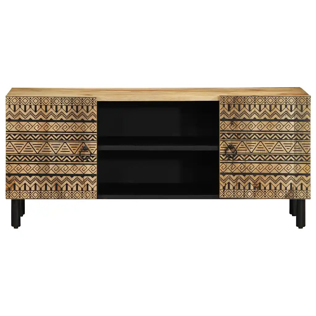vidaXL Mobile Porta TV Nero 105x33,5x46 cm Legno Massello Mango Grezzo