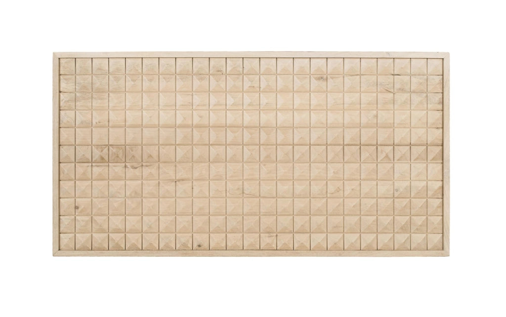 Testiera in legno massello di mango con motivo geometrico in rilievo