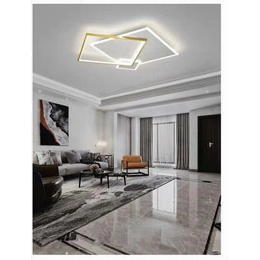 Trade Shop - Plafoniera Led 46watt Quadrato Oro Moderno Lampadario Soffitto Luce Bianco 71486 -