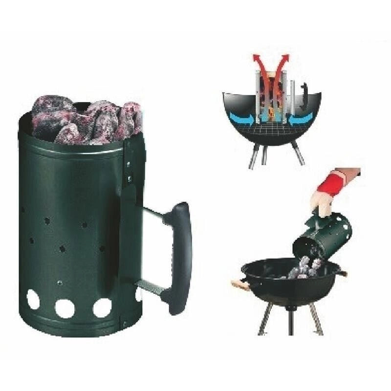 ACCENDI CARBONELLA IN METALLO ZINCATO NERO O COLOR ACCIAIO PER BARBECUE