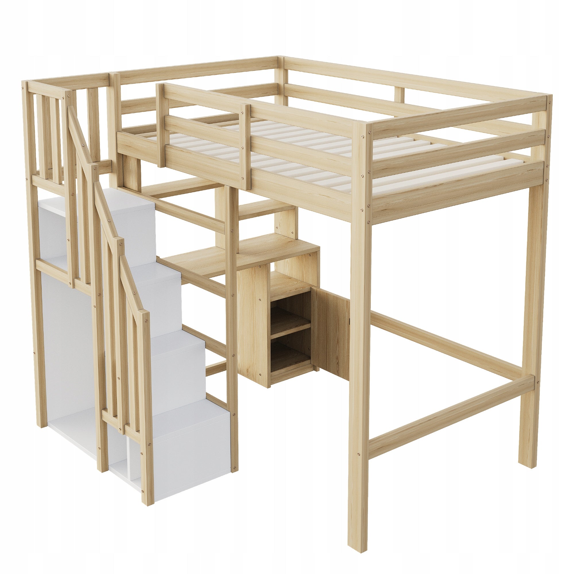 Letto a castello 90x200 con scrivania e scale - Xylo - Legno