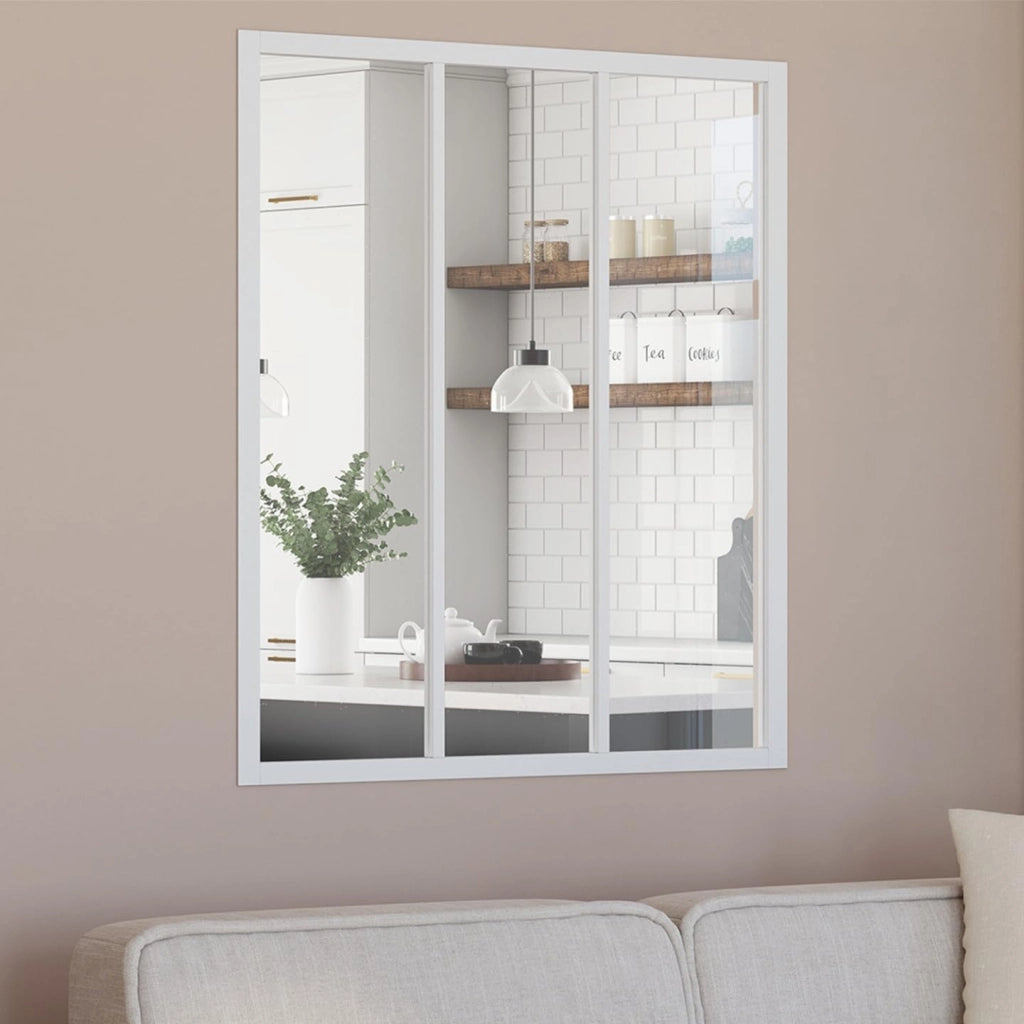 IDMarket - Metallo Bianco e Vetro temperato Tetto in Vetro a 3 lastre L. 93 x H. 108 cm