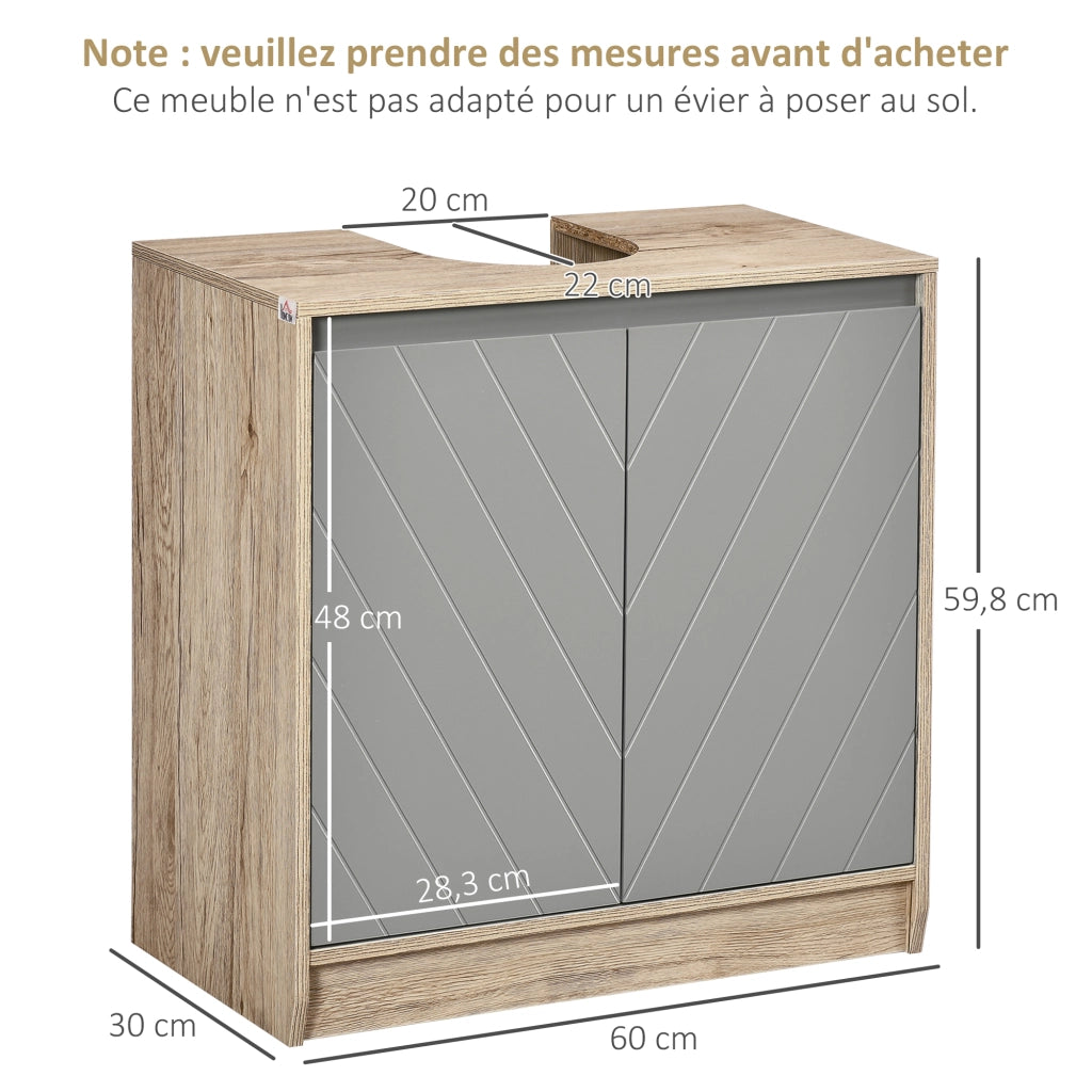 Mobile Bagno Sottolavabo ¨C zephmum ¨C 60x30x59.8 cm Legno Rovere Grigio