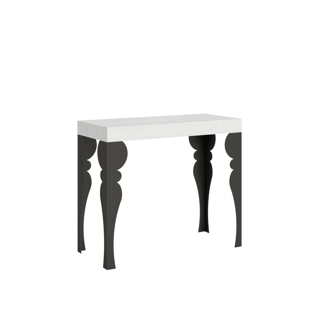 Consolle allungabile 90x40/196 cm Paxon Small Premium Bianco Frassino telaio Antracite