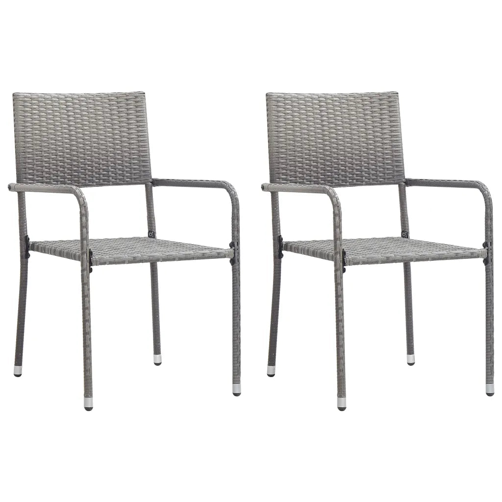 Set da Pranzo per Giardino 3 pz | Set Salotto da Giardino in Polyrattan Antracite Grigio