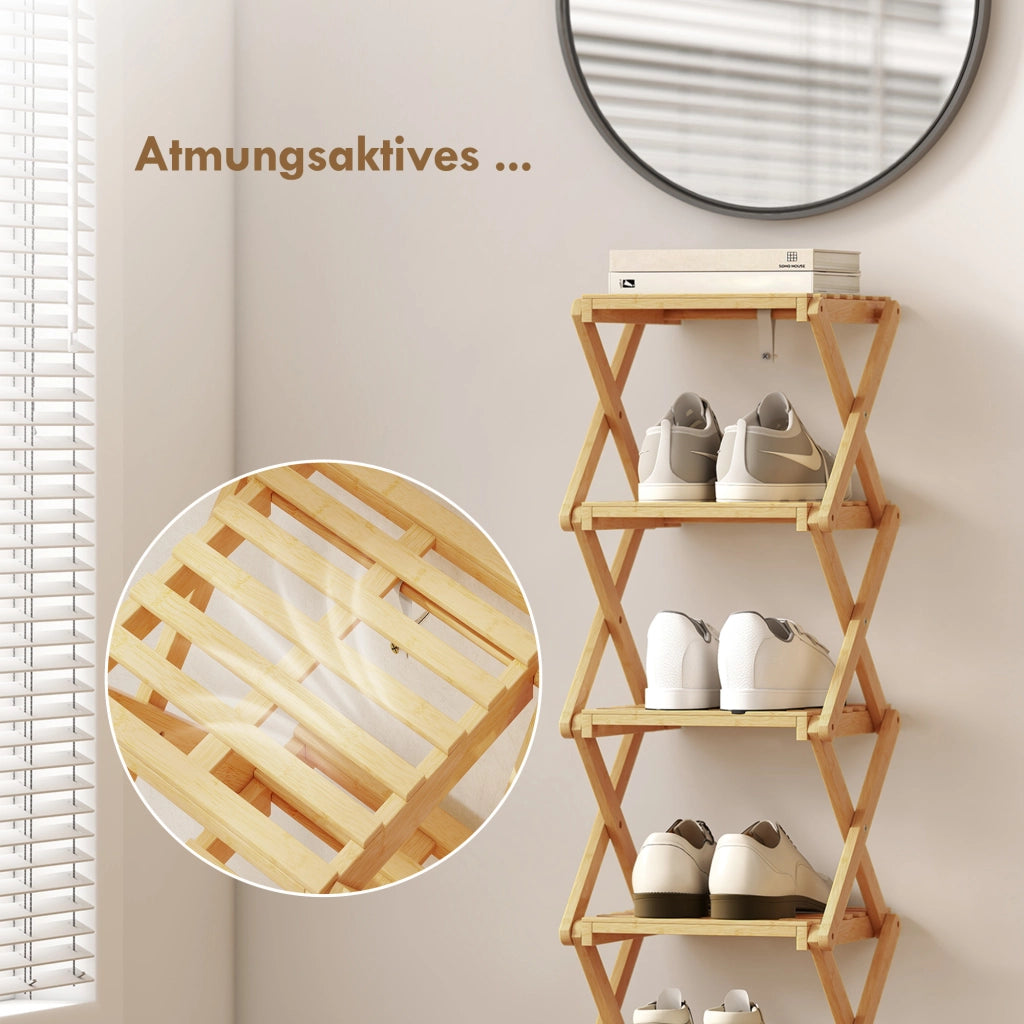 Scarpiera pieghevole in bamb¨´ con 6 ripiani ¨C zephmum ¨C 30x29x108 cm naturale