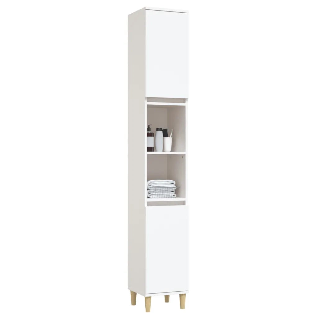 Armadietto da Bagno Bianco 30x30x190 cm in Legno Multistrato 819788