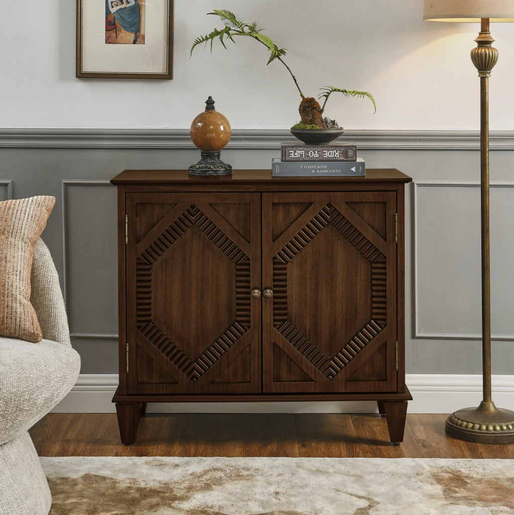 SIDEBOARD Retro 96,52x47,96x21,29 cm Noce in Legno Massello e MDF
