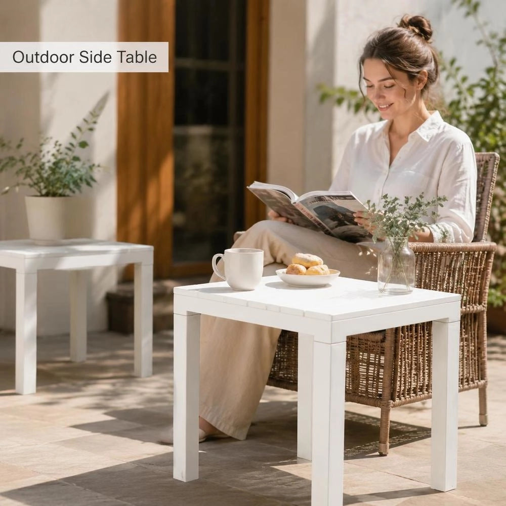Garden Benches, 2 Pieces, White Plastic