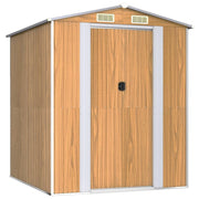 Casetta da giardino cabina ripostiglio casetta da esterno robusta casetta per attrezzi colore chiaro 192 x 191 x 223 cm acciaio zincato marrone 02_0022302