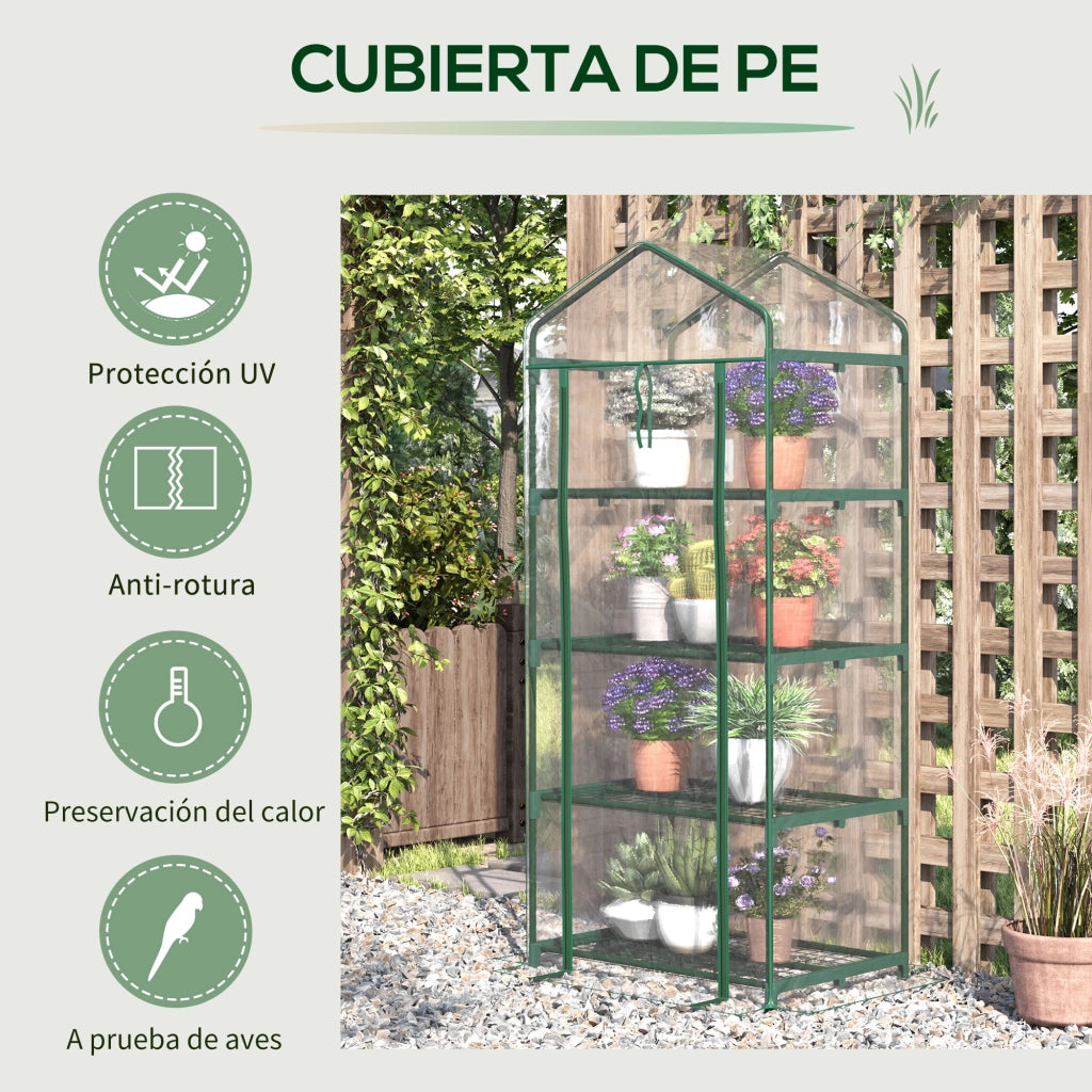 Serra da giardino con 4 ripiani e copertura in PVC ¨C zephmum ¨C 70x50x160 cm trasparente
