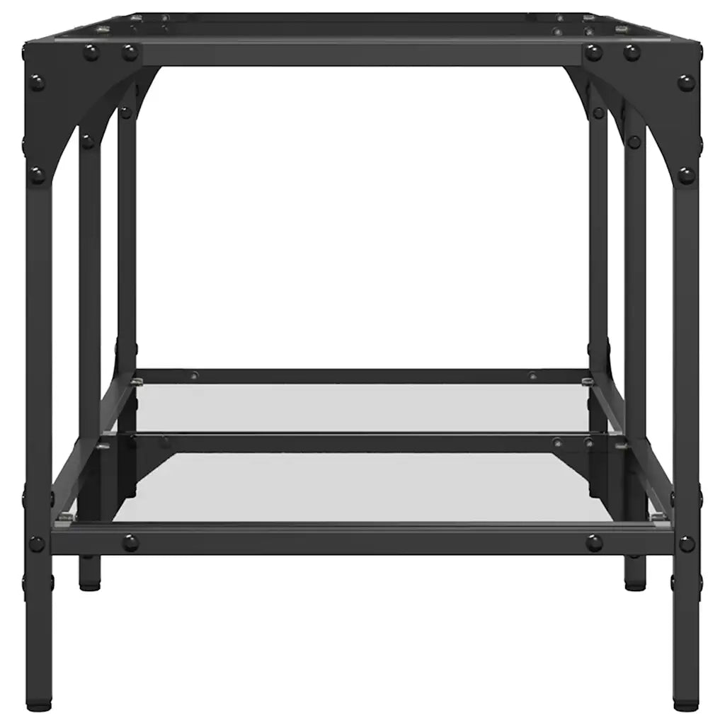 2 pz Tavolini da salotto | Tavolino da caff¨¨ | Tavolino da Soggiorno con Piano Vetro Trasparente 78,5x40x40 cm Acciaio