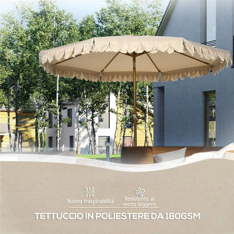 OMBRELLONE DA GIARDINO INCLINABILE CON APERTURA A MANOVELLA 265 X 235.5 CM CACHI
