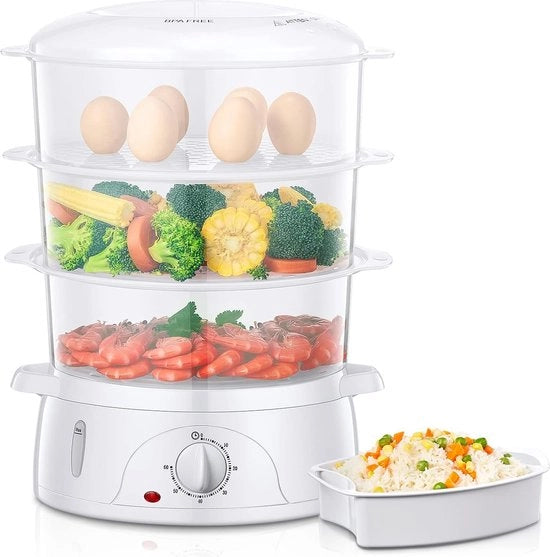 Stompan elettrico - Stompanno con 3 valvole - Funzione oraria - Sicurezza contro incendi - BPA libero - Stoccaggio compatto - Resistente alla lavastoviglie - Bianco - 800 W