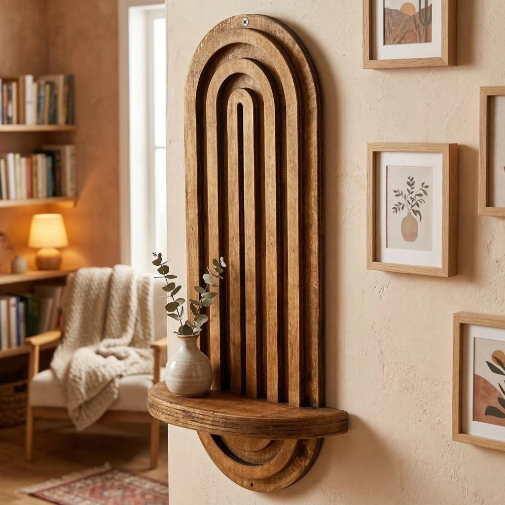 Pernumia, Mensola un Ripiano, 20x9x40h cm Marrone Rovere Chiaro