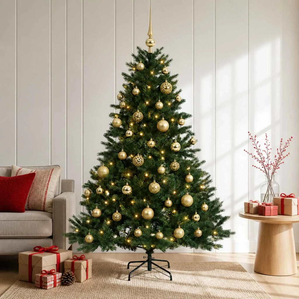 Albero di Natale artificiale con palline 120 cm 150 LED 3465655