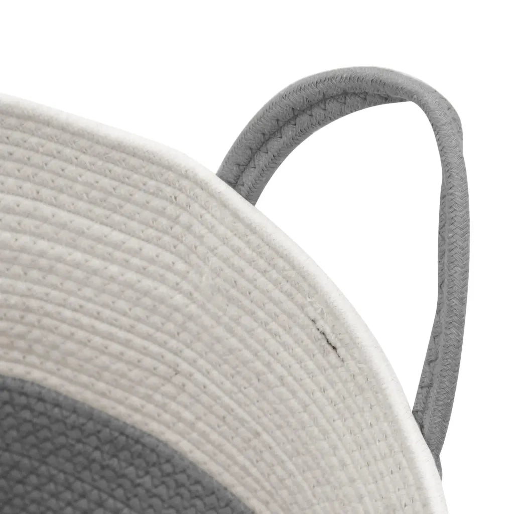 Cestino Portaoggetti Grigio e Bianco ?51x33 cm in Cotone CFW1111186