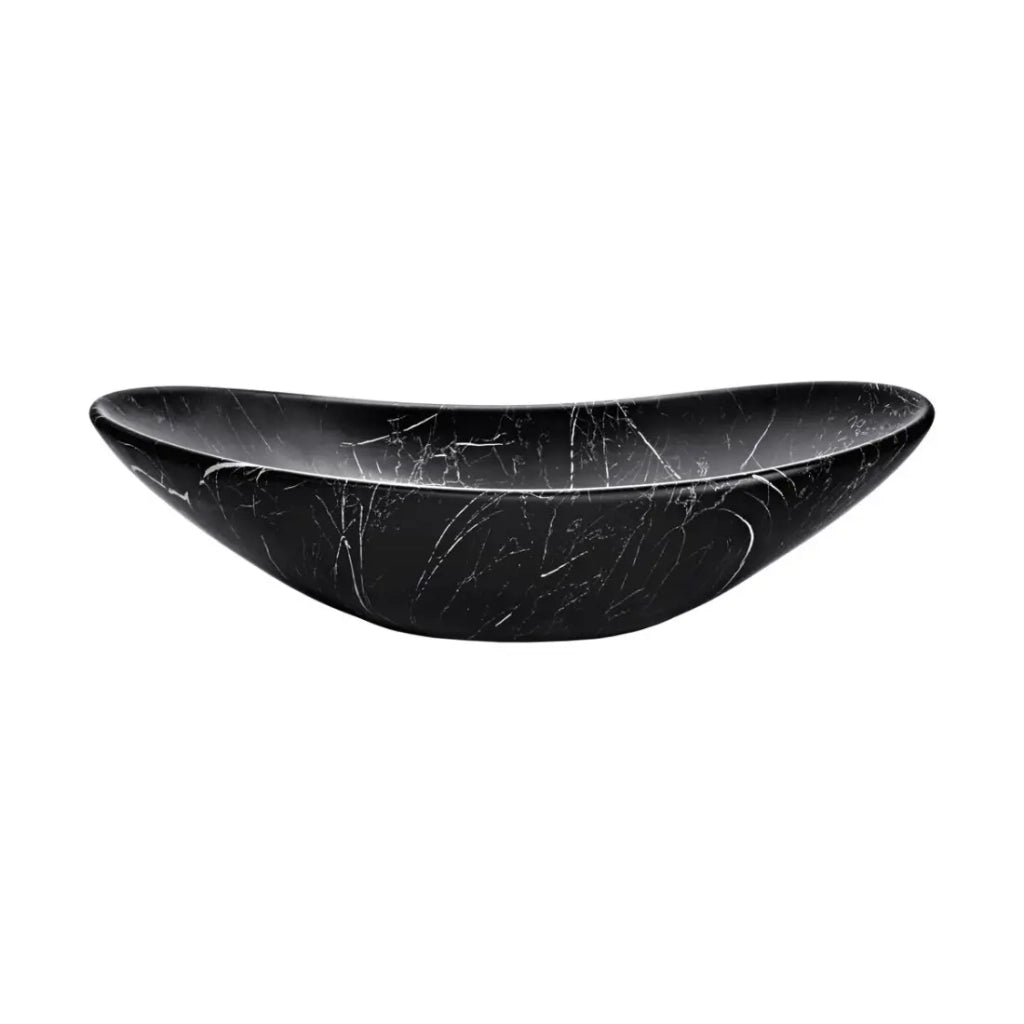 Lavabo ovale da appoggio 61,5x36 cm nero effetto marmo in ceramica opaca