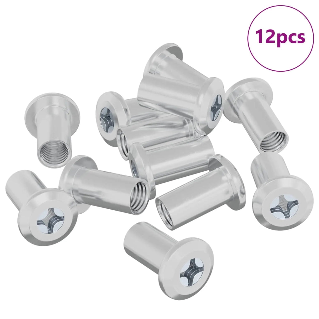 Dado a bloccaggio 12 pcs Nichel M6 x 15 mm Acciaio 864554
