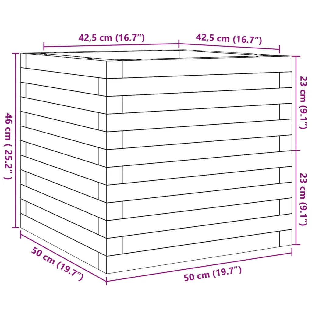 Fioriera | Cassetta per fiori | Vaso da Giardino Bianca 50x50x46 cm Legno Massello di Pino