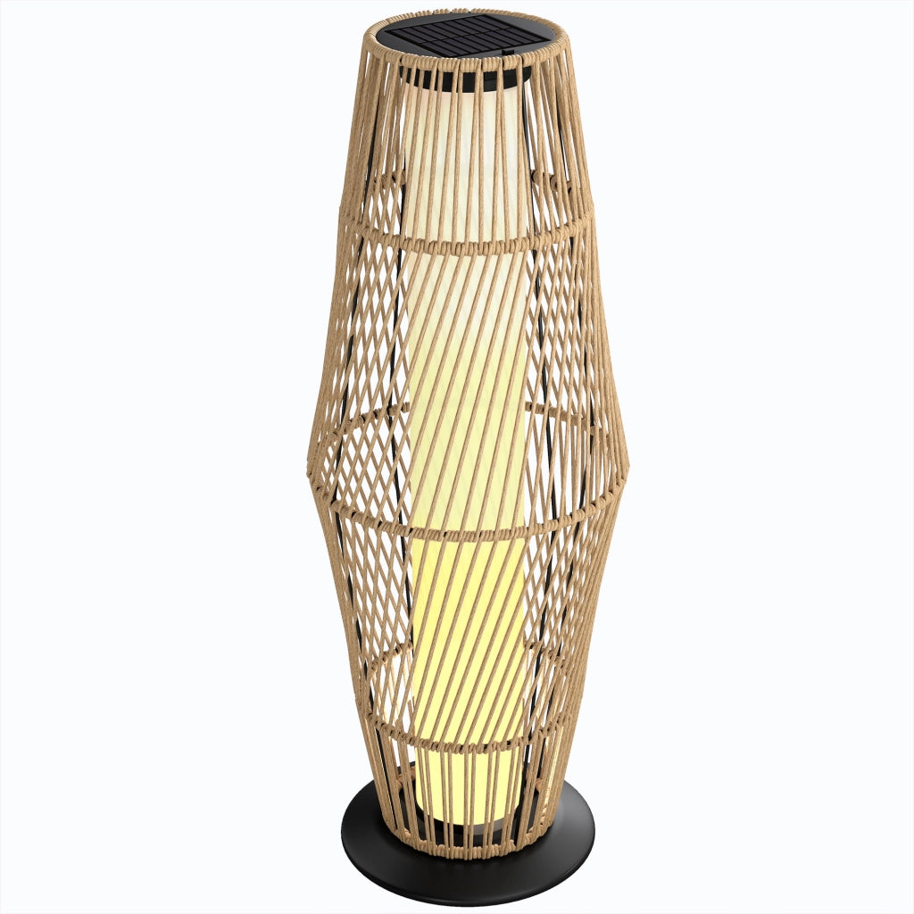Lanterna Solare da Esterno in Resina Intrecciata ¨C zephmum ¨C Sabbia 26x26x68cm