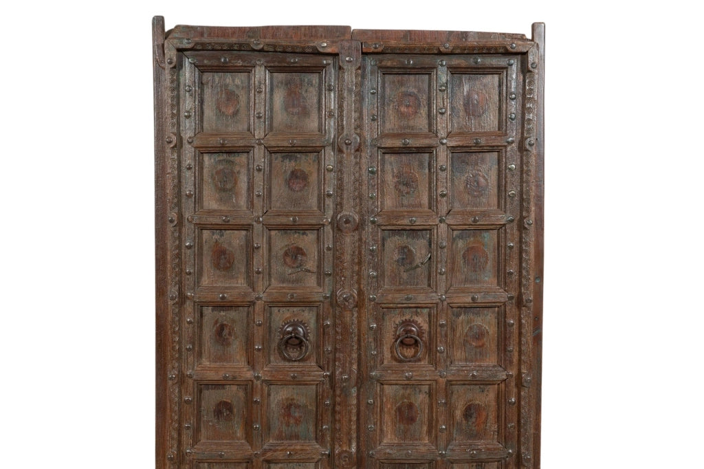 Biscottini Porta portone in legno massello e ferro da interno o da esterno vecchia e antica medievale