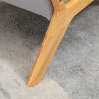 Poltrona Lounge con 3 Cuscini Inclusi, Seduta Profonda, Braccioli, Struttura in Legno di Gomma, Velluto, Grigio
